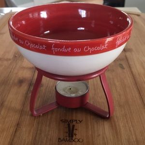 Small fondue pot with votive holder